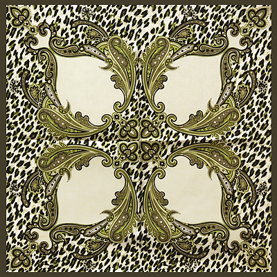 Платок, цвет: зеленый, черный, 53 см х 53 см Платок Венера 2010 г ; Упаковка: пакет инфо 12659f.