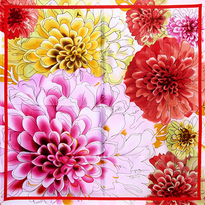 Платок "Хризантемы", цвет: красный, 90 см х 90 см см Производитель: Италия Артикул: 1807489 инфо 12680f.