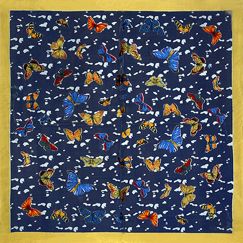 Платок "Бабочки", цвет: синий, 53 см х 53 см синий Производитель: Италия Артикул: 5600939 инфо 1048i.