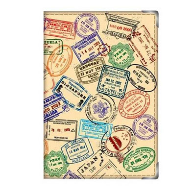 Обложка для паспорта "Штампы" любовь к дороге и открытиям инфо 8195a.